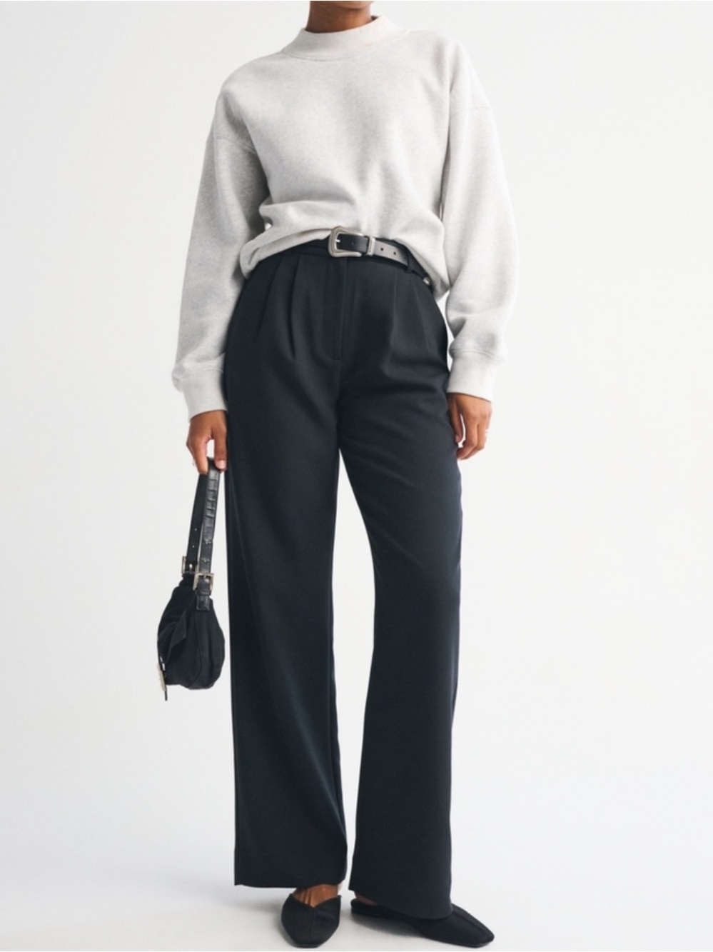 ABERCROMBIE & FITCH Curve Love Sloane Tailored Wide Leg Pants Black 29/8